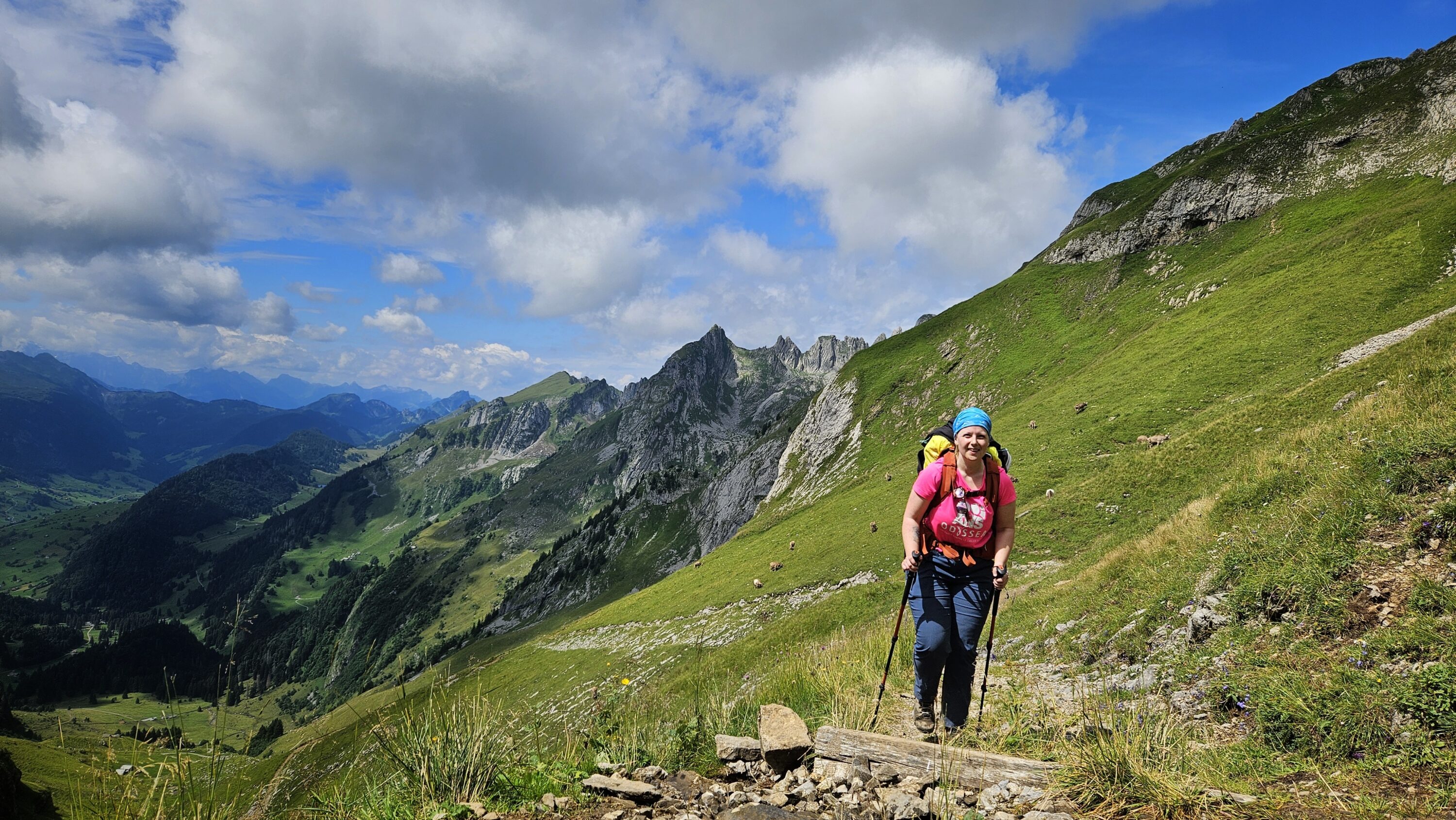 Girl hikin gin Alpstein mountains